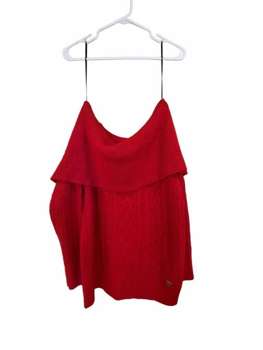 Tommy Hilfiger Off-Shoulder Cable Knit Sweater Size L/G Red